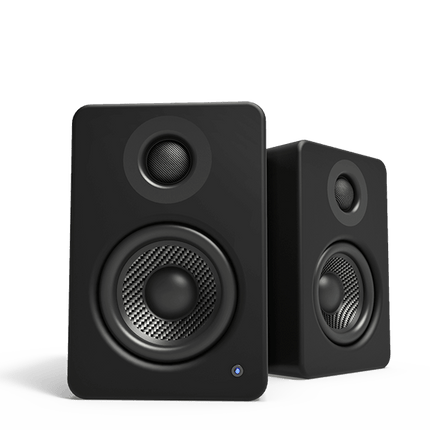 Boxe active Kanto Audio YU2 negre, perechea văzută din unghi