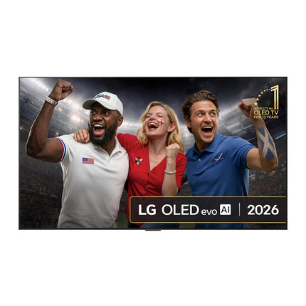 LG OLED evo AI G61LW de 97 inch, model 2026 — vedere frontala cu marcajul LG OLED evo AI 2026 pe ecran