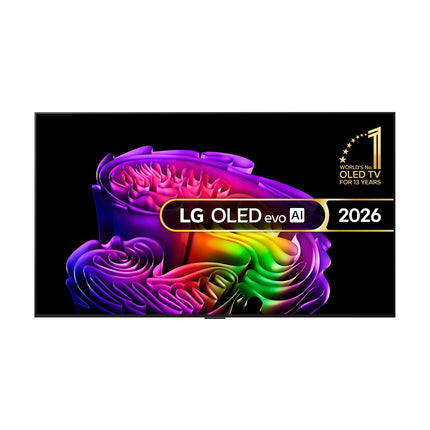 LG OLED evo AI G62LW, model 2026 — vedere frontala cu marcajul LG OLED evo AI 2026 pe ecran
