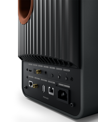 Detaliu conexiuni panou spate KEF LS50 Wireless II