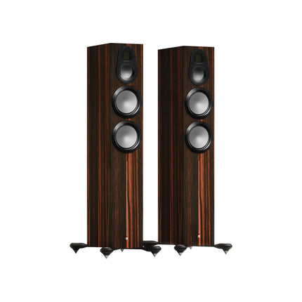 Pereche de boxe Monitor Audio Gold 300 6G în finisaj Macassar, fără grile