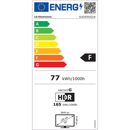 Televizor LG OLED evo OLED55G42LW, 139 cm, Smart, 4K Ultra HD, 100 Hz, Clasa F (Model 2024)