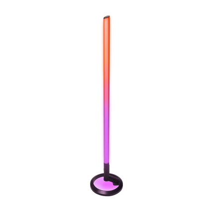 JBL PartyLight Stick din stânga, cu lumină portocalie și mov