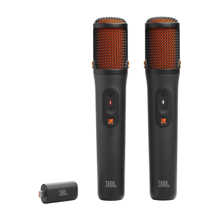 Cele două microfoane JBL EasySing Mics și dongle-ul USB-C