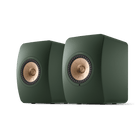 KEF LS50 Wireless II, finisaj Moss Green, vedere din față și lateral