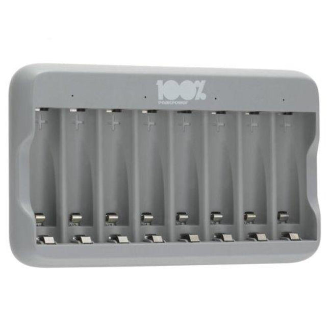 Incarcator acumulatori 100% PeakPower PowerBank USB LCD Charger 8 sloturi ambalaj carton, charger USB