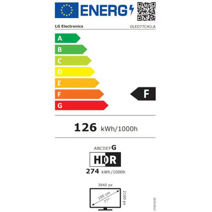 Televizor LG OLED evo 77C41LA, 195 cm, Smart, 4K Ultra HD, 100 Hz, Clasa F (Model 2024)