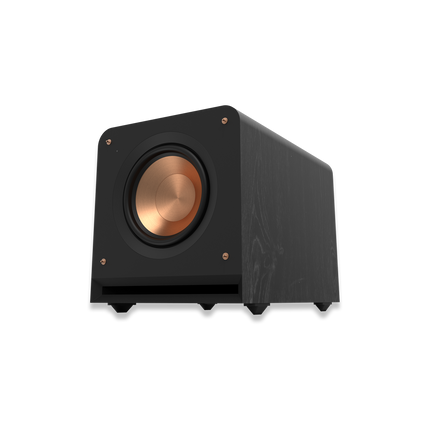 Subwooferul Klipsch RP-1000SW fără grilă, iluminat din lateral