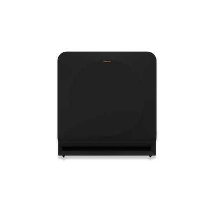 Klipsch RP-1200SW văzut din față, cu grila textilă montată