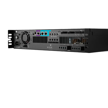 Detaliu al panoului spate al JBL Synthesis SDA-4600, cu portul GPIO si conectoarele BLU link evidentiate