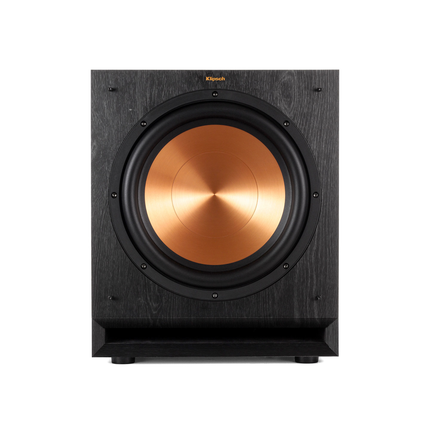 Subwoofer Klipsch SPL-120 vazut din fata, fara masca, cu difuzorul Cerametallic de 30,5 cm si portul tip fanta dedesubt