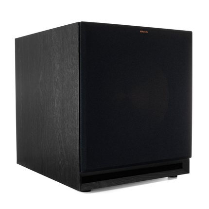 Subwooferul Klipsch SPL-150 in trei sferturi, cu grila montata