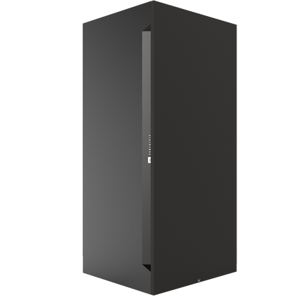 Subwoofer JBL Synthesis SSW-1 vertical, cu grila textila neagra montata, vedere din unghi