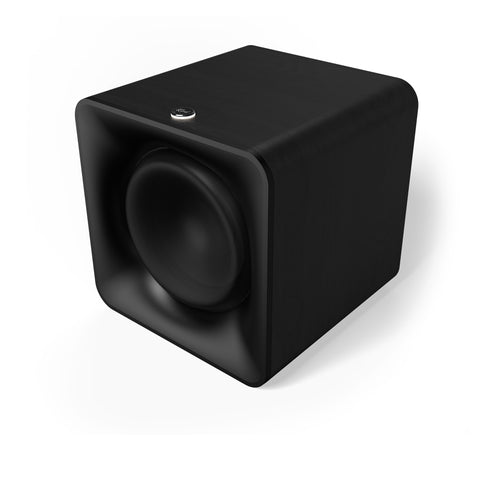Subwoofer Klipsch Flexus SUB 100 in finisaj negru, vedere din trei sferturi