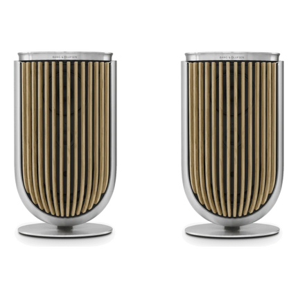 Bang & Olufsen Beolab 8, pereche, Natural Aluminium / Oak, stativ de masă
