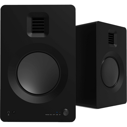 Boxe active Kanto Audio TUK Black, perechea văzută din față și din unghi