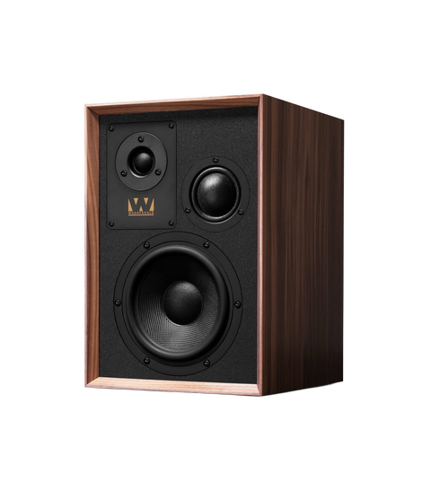 Wharfedale Super Denton — finisaj Walnut, fundal transparent