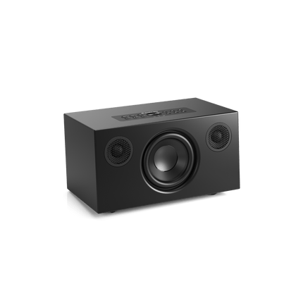 Audio Pro C5 MkII W neagră, fără mască: woofer central și două tweetere laterale