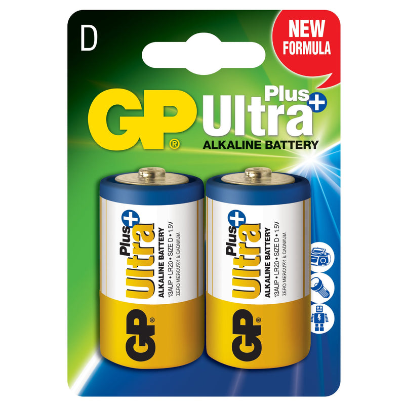 Baterii GP Ultra Plus Alkaline D (LR20), 1.5V , blister 2pcs