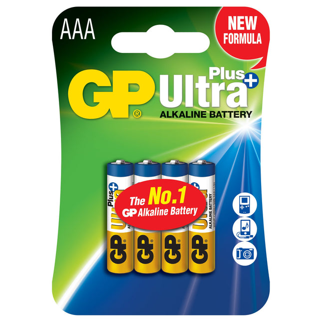 Baterii GP Ultra Plus Alkaline AAA (LR03), blister 4pcs