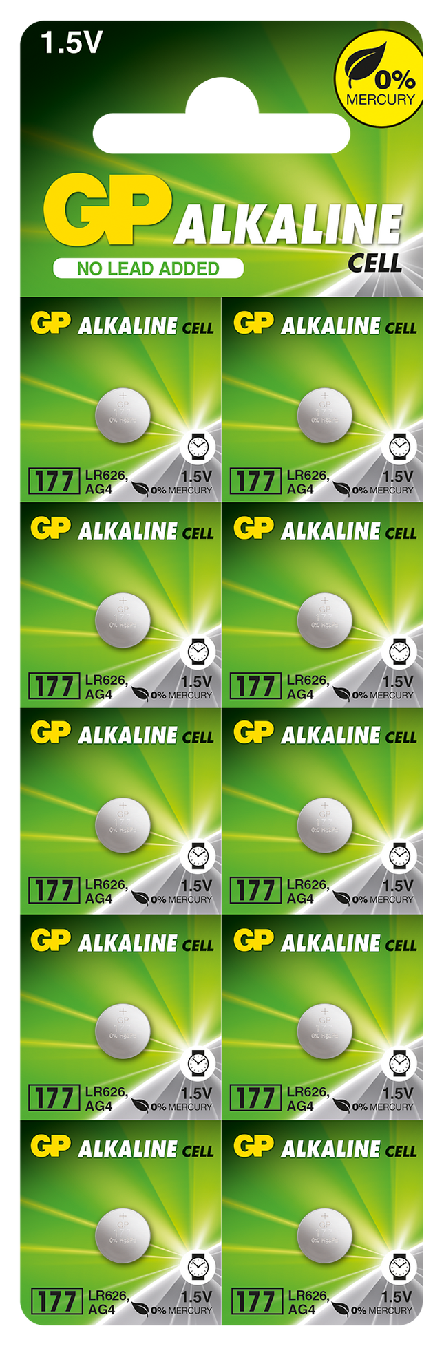 Baterii GP Alkaline  CELL 177, LR626, AG4, 1.5V, blister 10 buc