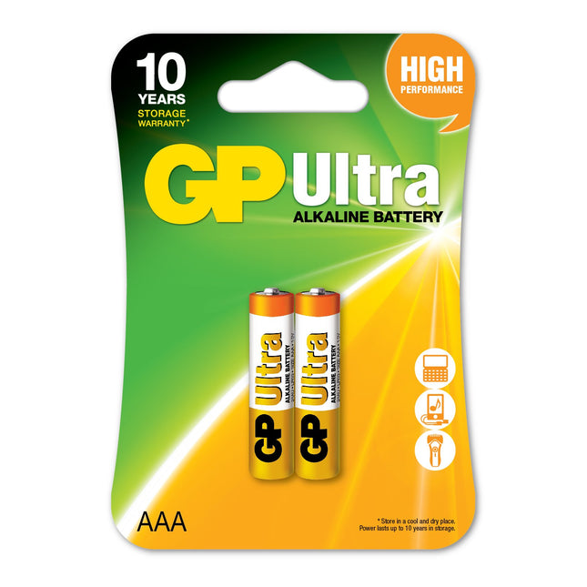 Baterii GP Ultra Alkaline AAA (LR03), blister 2pcs