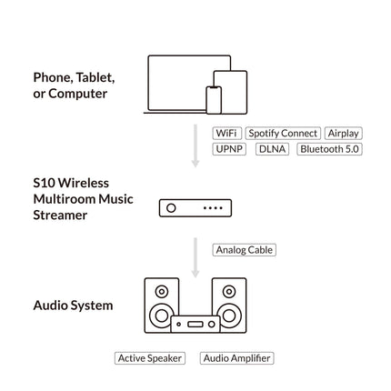 Streamer audio Arylic S10, LAN/WiFi/Bluetooth 5.0, 24bit/192kHz, Multiroom
