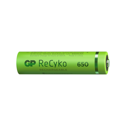 Baterii reincarcabile GP ReCyko AAA 650mAh (R03), ambalaj reciclabil 4pcs