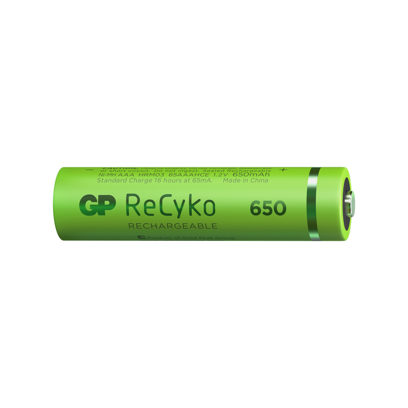 Baterii reincarcabile GP ReCyko AAA 650mAh (R03), ambalaj reciclabil 4pcs