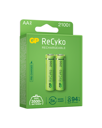 Baterii reincarcabile GP ReCyko AA 2100mAh (R6), ambalaj reciclabil 2pcs