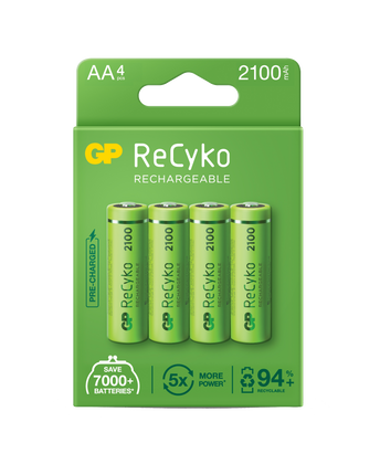 Baterii reincarcabile GP ReCyko AA 2100mAh (R6), ambalaj reciclabil 4pcs