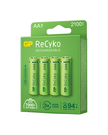 Baterii reincarcabile GP ReCyko AA 2100mAh (R6), ambalaj reciclabil 4pcs
