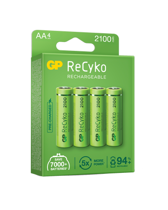 Baterii reincarcabile GP ReCyko AA 2100mAh (R6), ambalaj reciclabil 4pcs