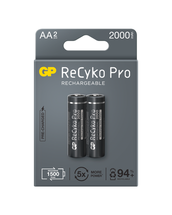 Baterii reincarcabile GP ReCyko Pro AA 2000mAh (R6), ambalaj reciclabil 2pcs