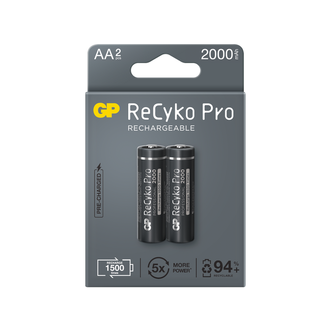 Baterii reincarcabile GP ReCyko Pro AA 2000mAh (R6), ambalaj reciclabil 2pcs