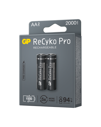 Baterii reincarcabile GP ReCyko Pro AA 2000mAh (R6), ambalaj reciclabil 2pcs