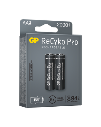 Baterii reincarcabile GP ReCyko Pro AA 2000mAh (R6), ambalaj reciclabil 2pcs