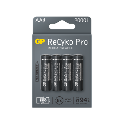 Baterii reincarcabile GP ReCyko Pro AA 2000mAh (R6), ambalaj reciclabil 4pcs