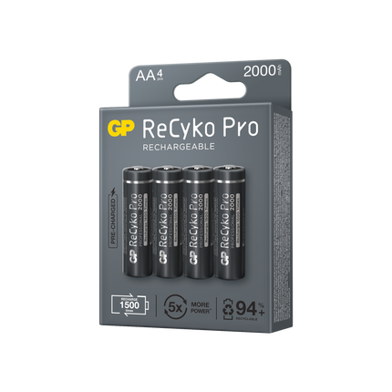 Baterii reincarcabile GP ReCyko Pro AA 2000mAh (R6), ambalaj reciclabil 4pcs