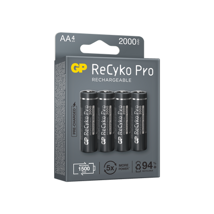 Baterii reincarcabile GP ReCyko Pro AA 2000mAh (R6), ambalaj reciclabil 4pcs