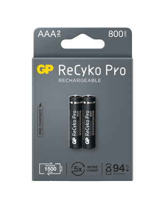 Baterii reincarcabile GP ReCyko Pro AAA 800mAh (R03), ambalaj reciclabil 2pcs
