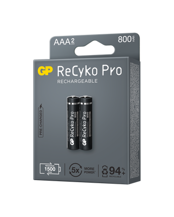 Baterii reincarcabile GP ReCyko Pro AAA 800mAh (R03), ambalaj reciclabil 2pcs