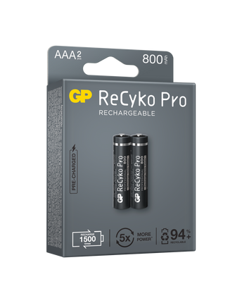 Baterii reincarcabile GP ReCyko Pro AAA 800mAh (R03), ambalaj reciclabil 2pcs