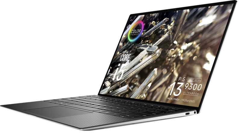 Laptop DELL XPS 13 (9300), Intel i5-1035G1 3.6Ghz, 13.4inch, FullHD+ NON Touch, 8GB RAM, 512GB SSD, Win 10 Pro, Platinum Silver cu palmrest Black carbon fiber