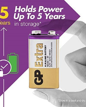 Baterii alcaline GP Extra Alkaline 9V, 6LR61, 6LF22 , folie 8 buc