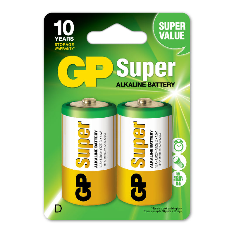 Baterii GP Super Alkaline D (LR20), 1.5V , blister 2pcs