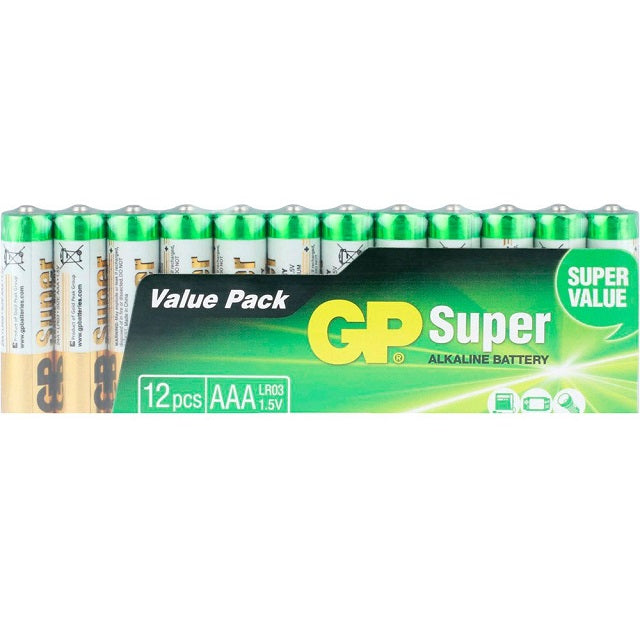 Baterii GP Super Alkaline AAA (LR03), folie 12pcs