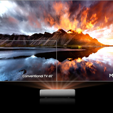 Videoproiector Samsung The Premiere LSP9T, 130", 4K UHD, Tehnologie Triple Laser, Ultra-Short Throw, Smart, Alb